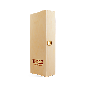 Holzkiste mit Logo